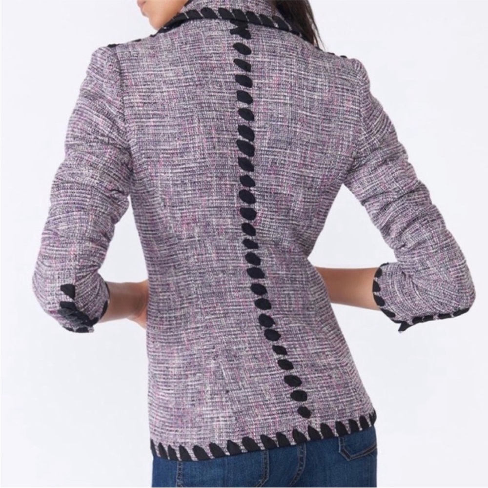 $698 RARE Veronica Beard Octavia stitch tweed Dickey jacket purpleblack blazer 6